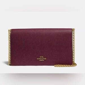 Coach Callie fold over chain clutch in brass/vintage mauve